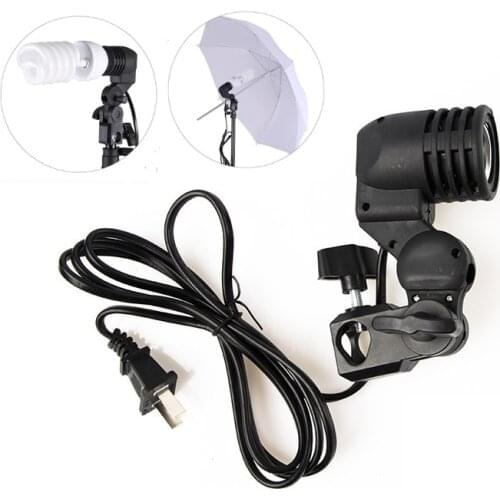 E27 US/EU Plug Bulb Holder Socket Video Flash Swivel Bracket with Umberlla Holder Photo Studio Light Photography Lamp Mount