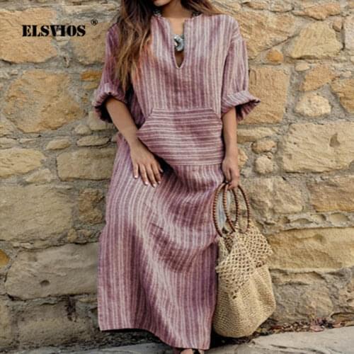 Льняные летние платья ELSVIOS China At AliExpress