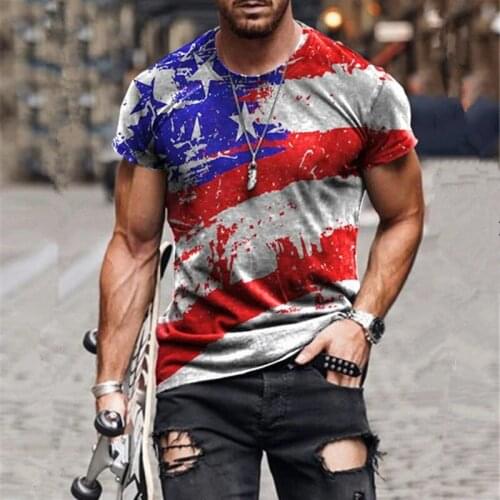 2021 Summer Funny Striped Print Mens Casual Fashion T-shirt Round Neck Loose Oversized Muscle Streetwear Clothing Mans Tshirts