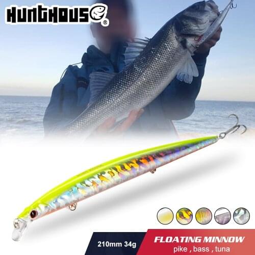 Hunthouse 2019 new fishing lure tide minnow 210mm/34g lure jerkbait long casting minnow SURF BAIT floating pesca steel stainless