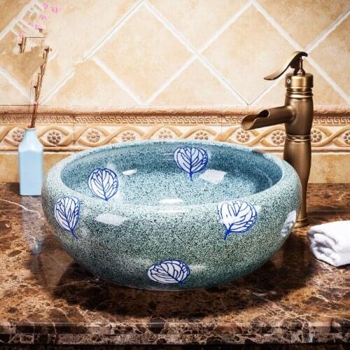 Handmade China Lavabo Washbasin bathroom sink bowl countertop Flower Shape Ceramic wash basin bathroom sink