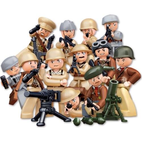 SLUBAN World War II 2 Military China Soviet Union US UK France Soldiers Figures Building Blocks Weapon Guns Bricks Set Kids Toys