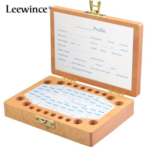 Leewince Tooth Box organizer for baby save Milk teeth Wood storage box great gifts 3-6Years creative for kids Boy and Girl image