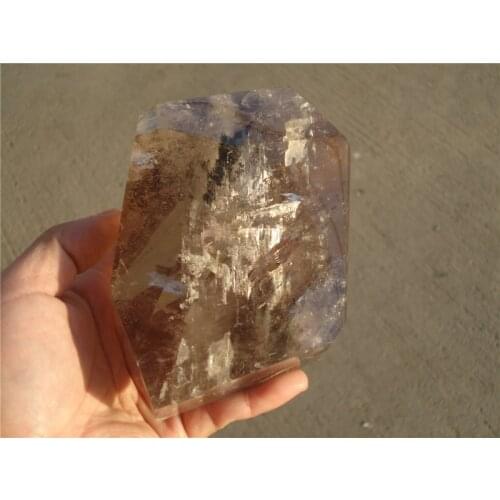 970g Natural Smoky Quartz Hair Quartz Stone with Rainbow Irregular Shape Hand Stone Fengshui Reiki Healing Home Decor