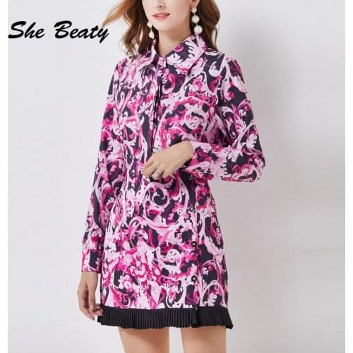 She Beaty Mini Skirt Women 2021 Autumn Spring Button Up A-Line Purple Floral Printed High Street Designer Brand Traf Skirts Jupe
