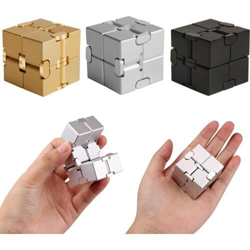 Fashion Funny Aluminum Alloy Infinite Cube Finger Toy for Kids Adults Stress Anxiety Relief
