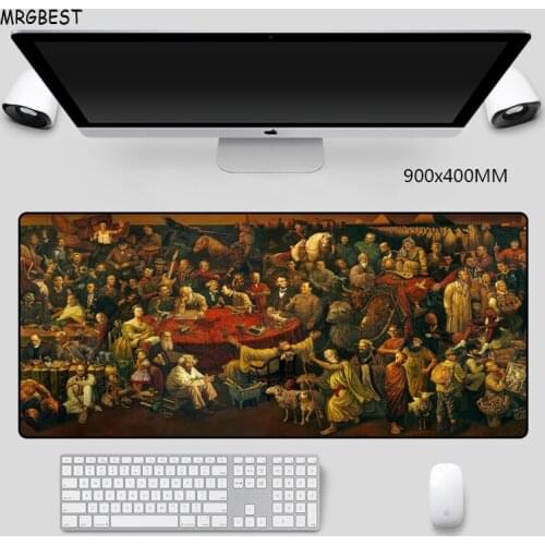 MRGBES Mouse Pad Large Dante Art Painting Gods Thermal Transfer Precision Hemming Nature Softy Rubber Mats for For Dota LOL