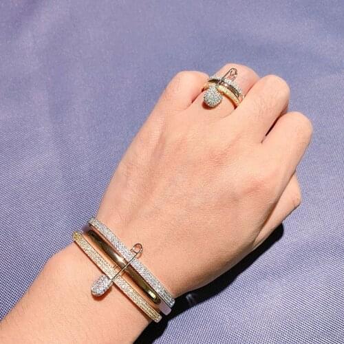 Jankelly Finger Rings Set For Women With Pin Cubic Zironia Pave Setting Female Party Accessories Anel Anillos Mujer Bague