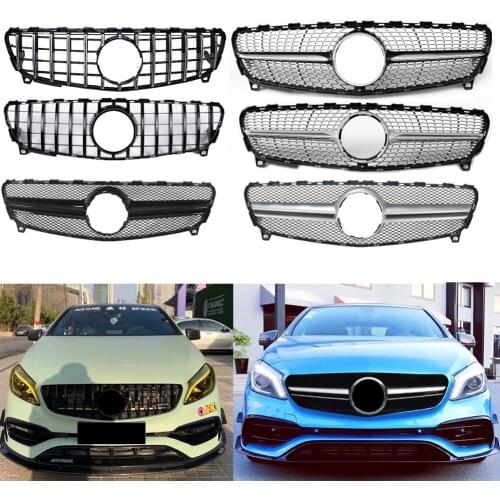 Front Bumper Racing Grill Billet Grille Cover For Mercedes-Benz W176 A-Class 2016-2018 Diamond GT AMG