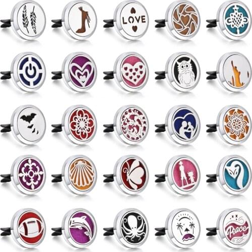 New Aromatherapy Jewelry Pendants Vintage 30mm Magnetic Aroma Diffuser Locket Car Perfume Diffuser Air Freshener Vent Clip