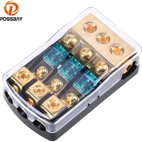 POSSBAY 1 In 3 Ways Out 30A/60A/80A/100A/150A Car Audio Power Fuse Holder Fuse Box Car Stereo Audio Inline Fuse Holder