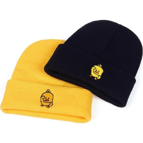 Casual Little yellow duck beanie Hat for Men women Hip Hop Knitted woolen hats cap Outdoor Winter warm ski hats Skullies Hats