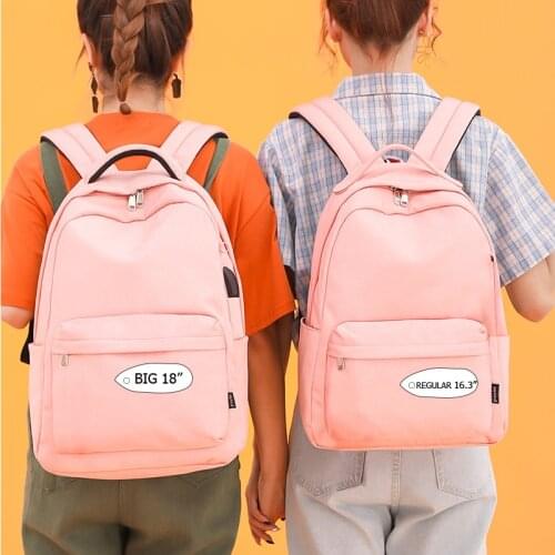 18inch Casual Waterproof Women USB Backpack Female Travel Back to School bag Student Teenage Girls Backpack Shopper Mochila