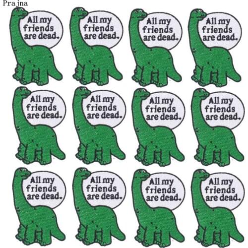 Prajna 10PCS Dinosaur Patch Embroidered Patches For Clothing Iron On Patches Cartoon Patches For Clothes Applique Stripes Badges