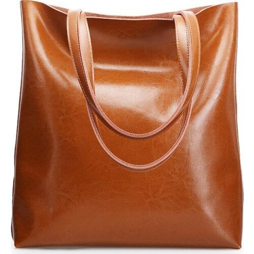 Simple Design Women Shoulder Bag Popular Large Capacity Handbags Solid Color Quality Leather Womens Tote Casual Shopping Bag