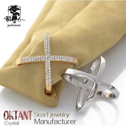 2019 New Christian cross two drainage Cashmere scarf buckle gold jewelry super strong color smooth no hook shawl gift