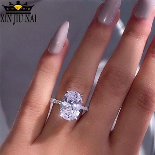 Romantic Couple Rings Silver 925 anillos Jewelry with Cubic Zirconia Wedding Engagement Exaggerated big stones Ring Accessory