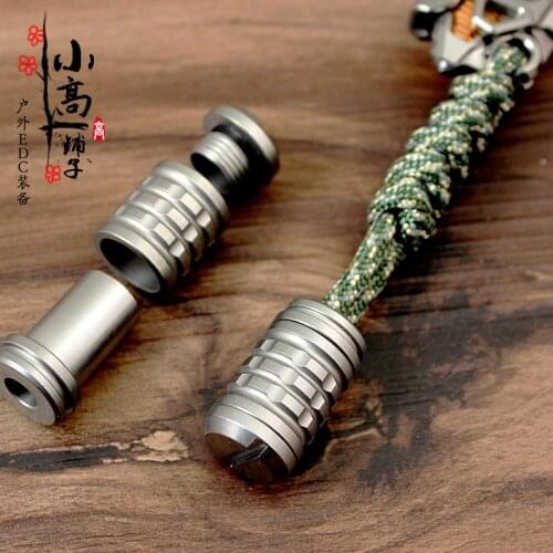 Detachable Titanium Alloy Big Paracord Accessory Screw Thread Knife Beads EDC DIY Paracord Beads Flashlight Pendants