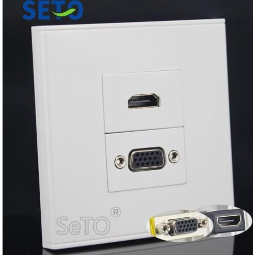 SeTo 86 Type Single 2.0HDMI + Single VGA Projector Assorted Panel Wall Plate Socket Keystone Faceplate