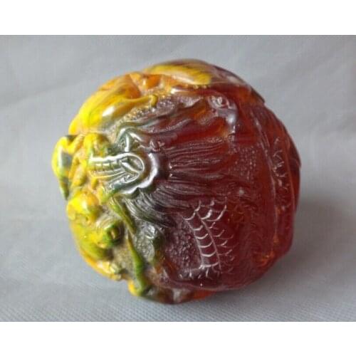 Wide:8.5 cm / Elaborate Chinese antique handwork artificial amber resin 12 zodiac statue