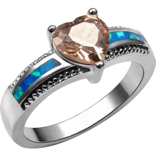Blue Fire Opal With Morganite 925 Sterling Silver Ring Beautiful Jewelry Size 6 7 8 9 10 R1397