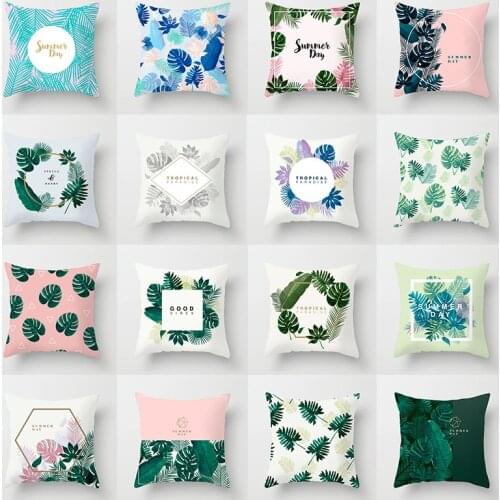 Nordic Ins Tropical Cushion Cover Green Plants Polyester Decorative Pillowcases Home Decor for Living Room Sofa Couch 45x45 Soft