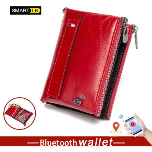 Smart Bluetooth-compatibl Anti-lost Tracker men Wallet Blocking Lady Finder Wallet Female Hasp Double Zipper Short Women Purse