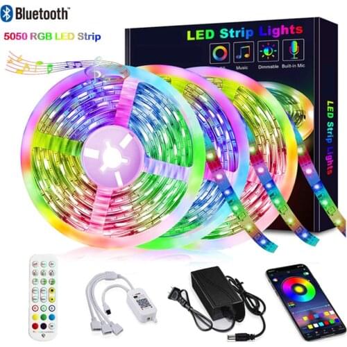 DC 12V LED Strip Light 5050 RGB Diode Tape Bluetooth App Control Home Decoration Lights 2835 LED Strip Lights 10m 15m 20m