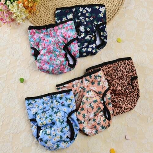 Printed Dog Physiological Pants Diaper Sanitary Washable Female Dog Shorts Underwear Briefs For Dogs Sanitary Panties