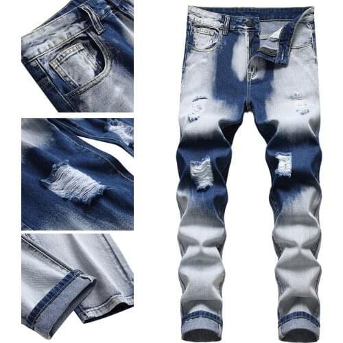 All-match 2021 mens jeans casual pants Korean version of the trend of mens slim tide brand new summer jeans