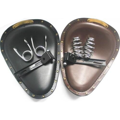 Universal Motorcycle Solo Driver Seat with Springs Bracket Mount For Softail Chopper Bobber Black/brown