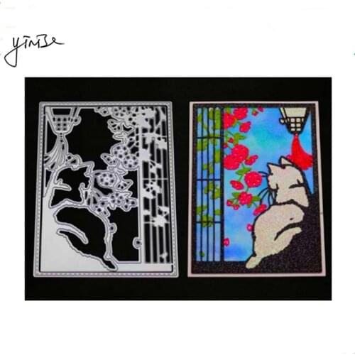 YINISE Metal Cutting Dies For Scrapbooking Stencils Cat Flower Cut SCRAPBOOK DIY Album Cards Decoration Embossing Craft Die Cuts