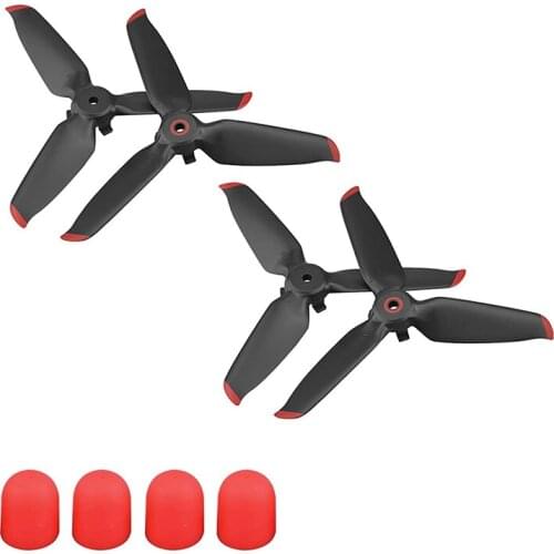 Propeller Spare Blades For DJI FPV Drone Accessories (Red) With Propeller Motor Dust-Proof Protection Cover