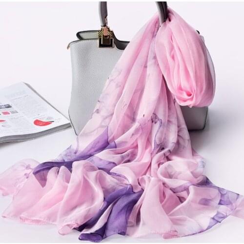 100% Real Silk Scarf For Women Hangzhou Natural Silk Shawls Wrap For Ladies Luxury Brand Print Large Pure Silk Scarf Foulard