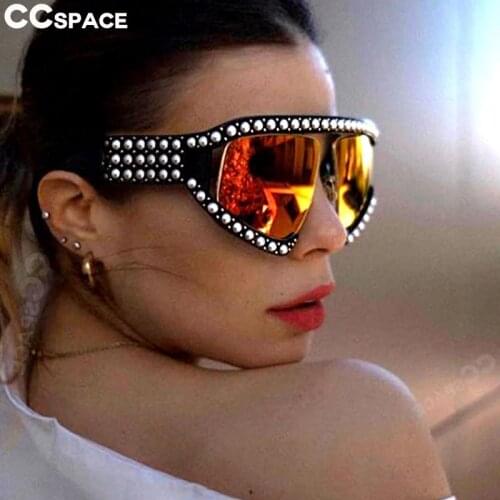 45448 Goggles Sunglasses Women Luxury Shades Pearl Glasses Frame Glasses Oversized Uv400 Brand Glasses Female
