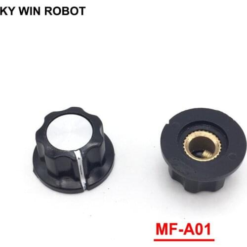 5pcs/lot MF-A01 A01 Potentiometer Knob Cap Inner 6mm 20x12mm Rotary Switch Bakelite Knob copper core inner for WHT118 WX050