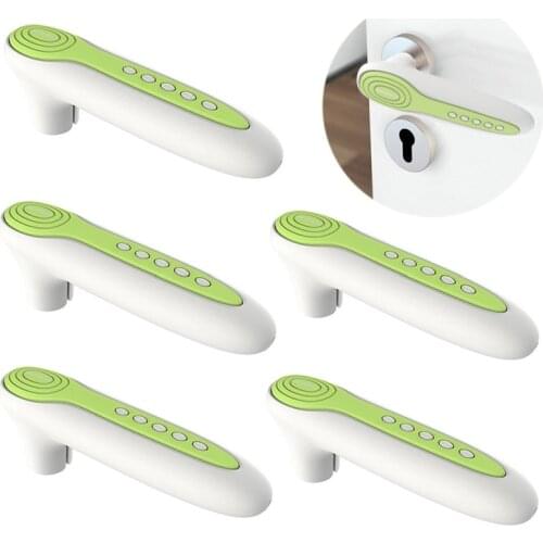 5 Pcs Door Handle Glove, Door Handle Protector Guard, Anti-Static, Crash Proof, Food Grade Silicone Safety Equipment (Green)