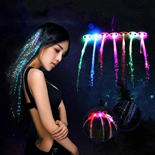 5Pcs Led party wedding decoration White LED Hair Clip Light-Emitting Fiber Optic Wire Hairpin Luminous Silk Braids Styling Tool