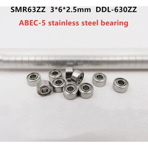 50pcs ABEC-5 SMR63ZZ 3*6*2.5mm DDL-630ZZ precision stainless steel miniature ball bearing SMR63 -2Z 3mmx6mmx2.5mm S673ZZ
