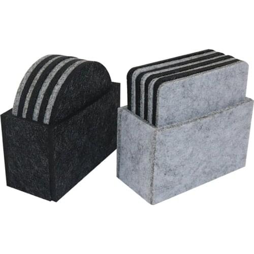 8pcs/set Felt Coaster Placemat Absorbent Box Set Coaster Thickened Non-woven Fabric Heat Pad Desk Decoration Accessories