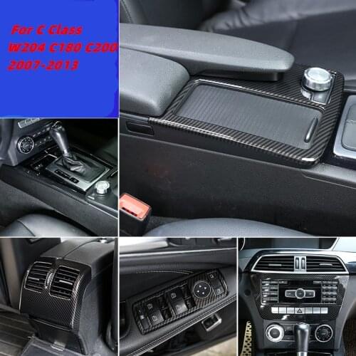 For Mercedes Benz C Class W204 C180 C200 2007-2013 Accessories Carbon Fiber Car Interior Decoration Trim Car Stickers