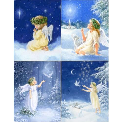 5D DIY Diamond Painting Angel Portrait Girl Winter Snow Diamond Embroidery Home Decor Cross Stitch Kit Handicraft Needlework Art