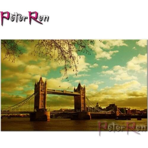 Peter ren Diamond Painting Landscape Tower Bridge Diamond Embroidery scenery Cross-stitch Mosaic Picture Rhinestone crafts gift
