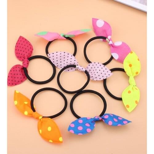 Korean Fabric Bunny ear Bow hair band ropes Hair ties Scrunchies Elastic Hairbands accesorios para el cabello for Kids Headdress