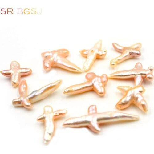 Free Shipping 10pcs/lot 20-25x30-40mm Natural Freshwater Large Big Cross Pearl Sideways Loose Beads 15"