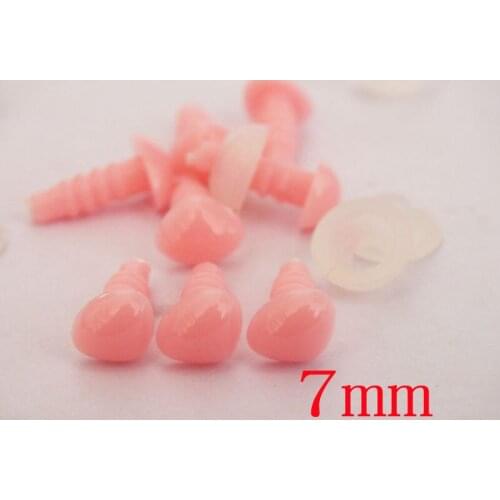 Free Shipping!! 7mm Triangle Safety nose Colored Doll nose - pink - 60 pcs