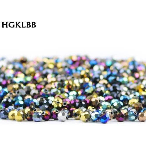 HGKLBB 100pcs Faceted Austrian crystal beads 4mm plated Round Spacer Loose glass beads Jewelry making bracelet accessories DIY