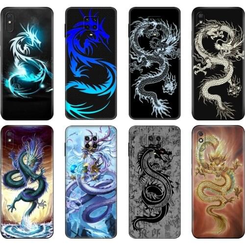Black tpu Case For Xiaomi Redmi 7A 8 8A 9 9A 9C Case Redmi Note 8T 8 Pro T Note 9 9S 9 Pro Case Black Dragon Cool