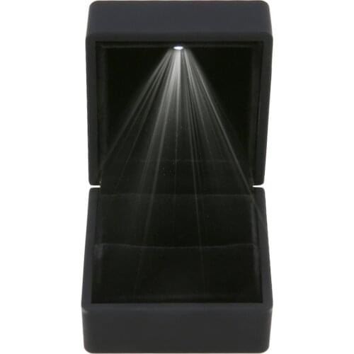 Black/Blue LED Lighted Earring Ring Gift Box Wedding Ring Jewelry Display Packaging Organizer Storage For Engagement