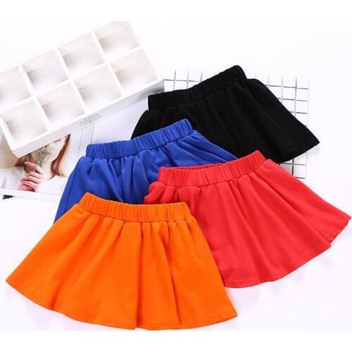 Children Skirts 2-13T Candy Color Casual Mini Girls Skirts Cotton Summer Beach Skirts Outdoor Baby Girl Clothing